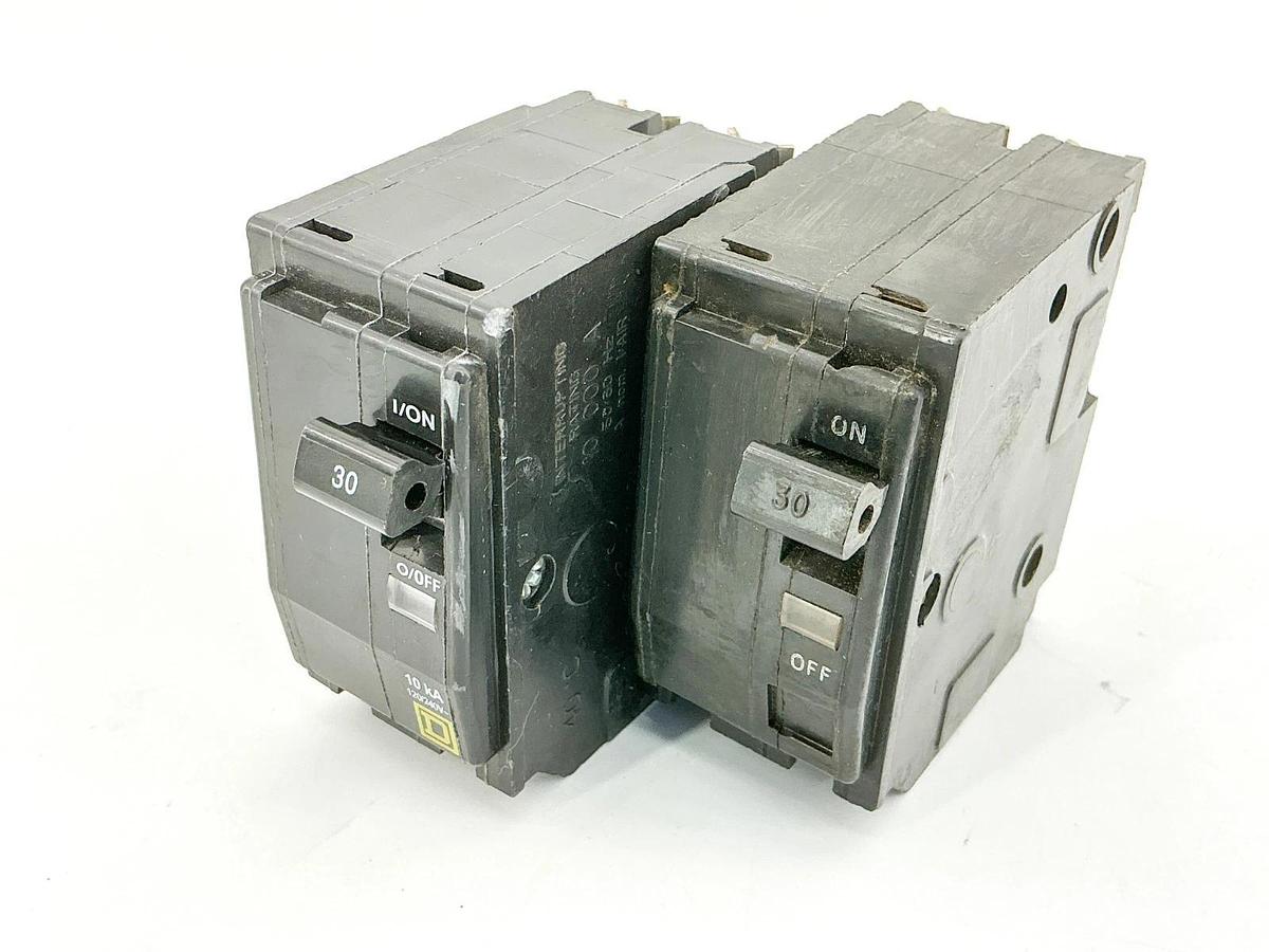 Used Lot of 2 Square D QO230 Circuit Breaker 30A 240V 2P Type QO
