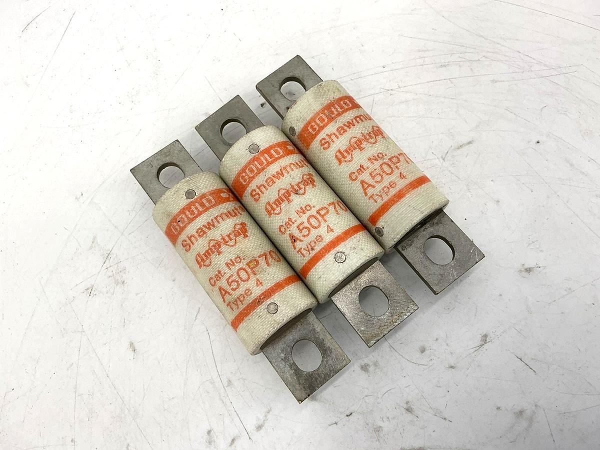 Lot of 3 New Gould Shawmut A50P70 Amp-Trap Fuse 70A 500V Type 4