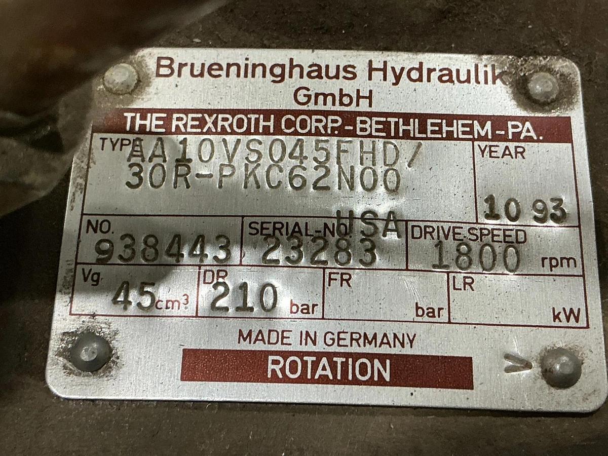 Used Rexroth Brueninghaus Hydraulik AA10VS045FHD/30R-PKC62N00 Pump 1800RPM DR-210bar