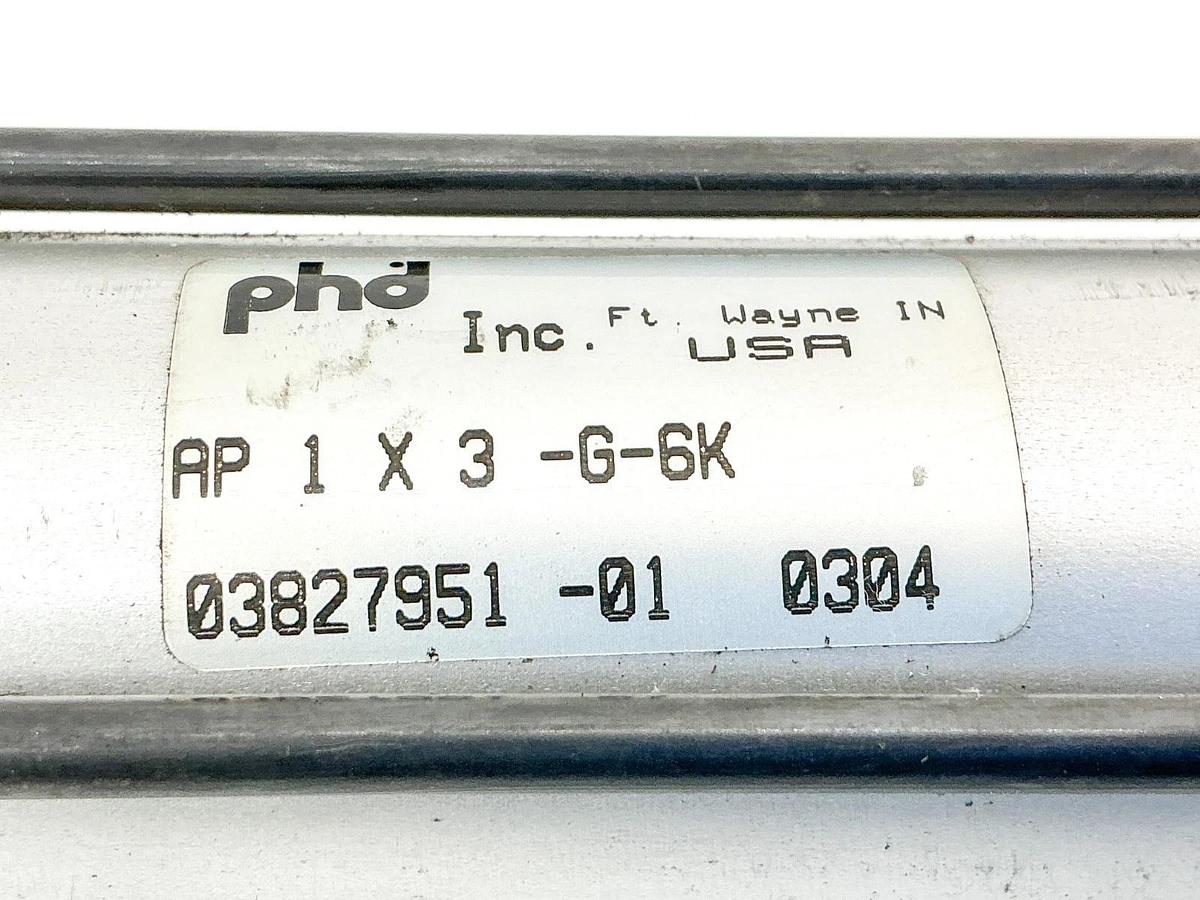 Used PHD Inc AP1X3-G-6K Pneumatic Cylinder AP1X3-G6K