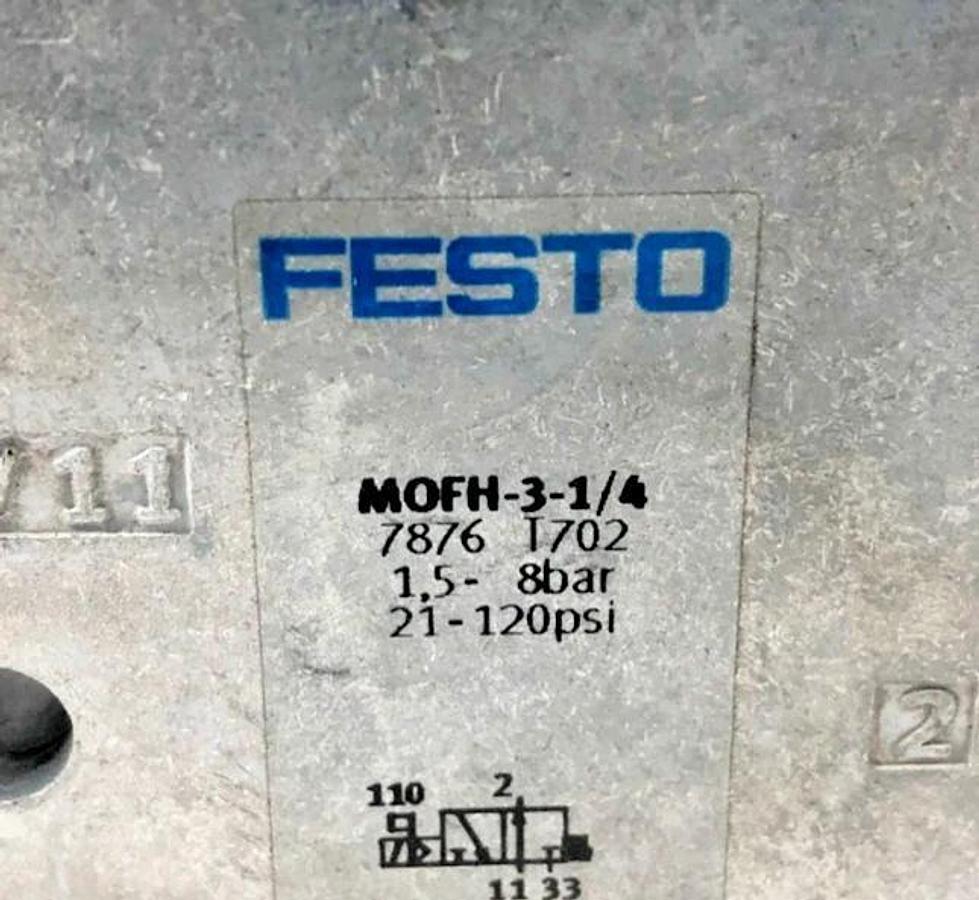 New Festo MOFH-3-1/4 Solenoid Valve 2-Pos. 3-Way 120psi 1/4"NPT 7876 - No Box