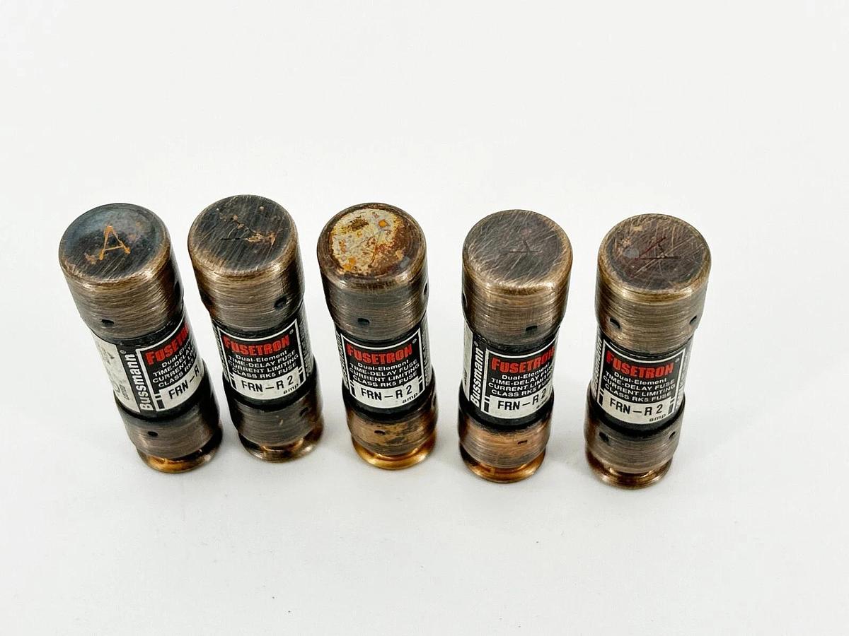 Lot of 5 Bussmann FRN-R-2 Dual Element Time Delay 2A 250V