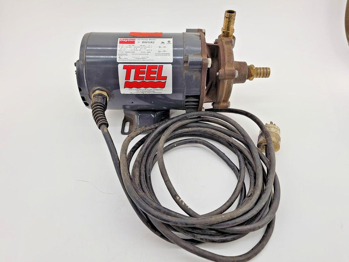 Used Dayton 8WG82 Jet Pump Motor W/ Teel 1P831 Transfer Pump 1/3HP 3450RPM 7A