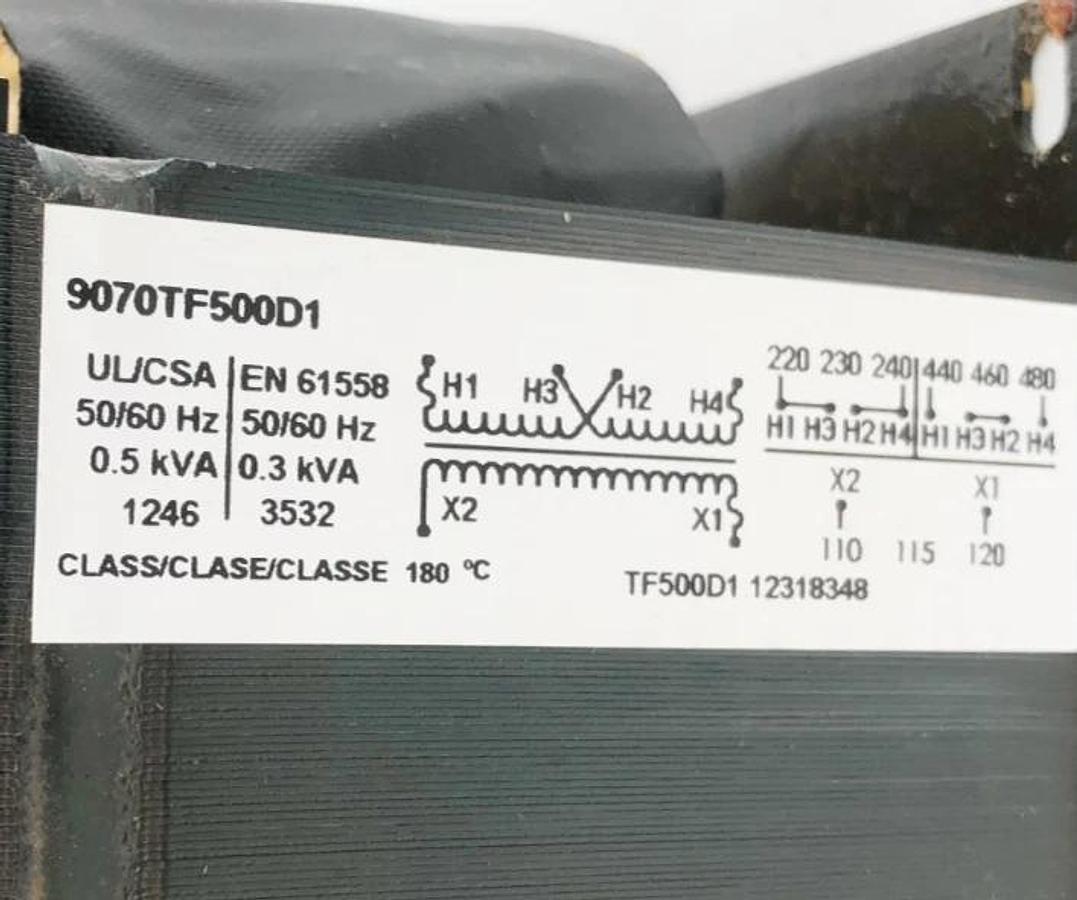 New Square D 9070TF500D1 Control Transformer 0.5 kVA Prim. 240/480V Sec. 120V