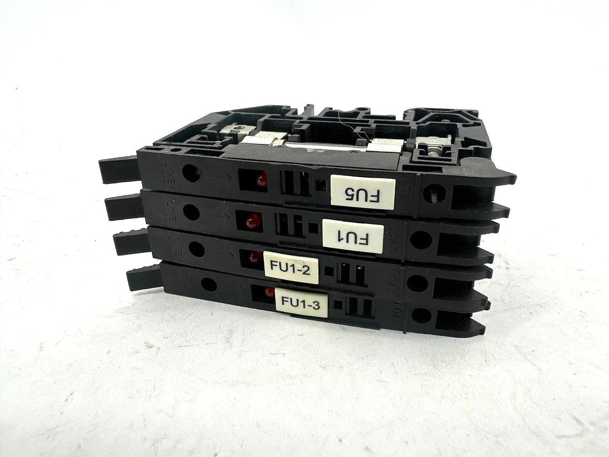 Used Lot of 4 Allen Bradley 1492-H6 Ser C Terminal Blocks Fuse Holder 1P 15A 300V