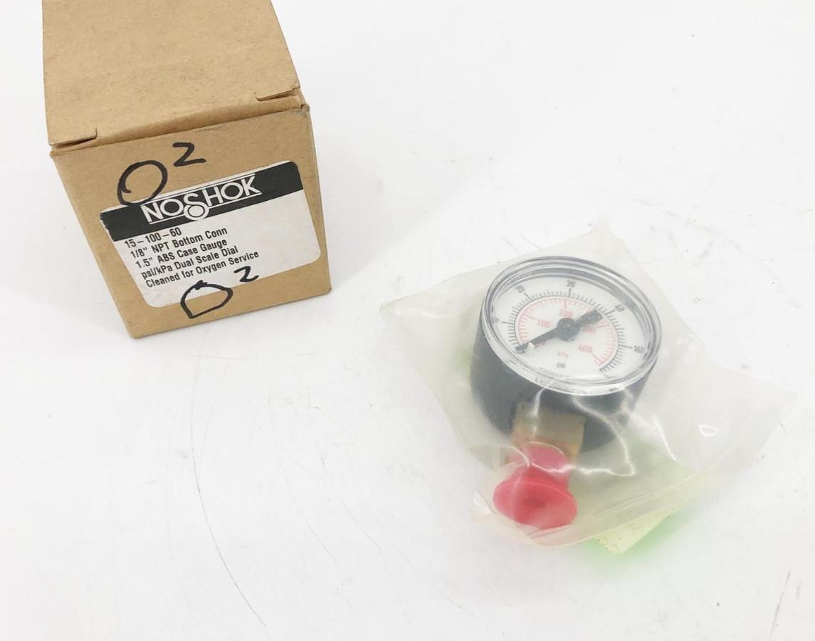 New NoShok 15-100-60 Pressure Gauge 1/8" NPT 60psi
