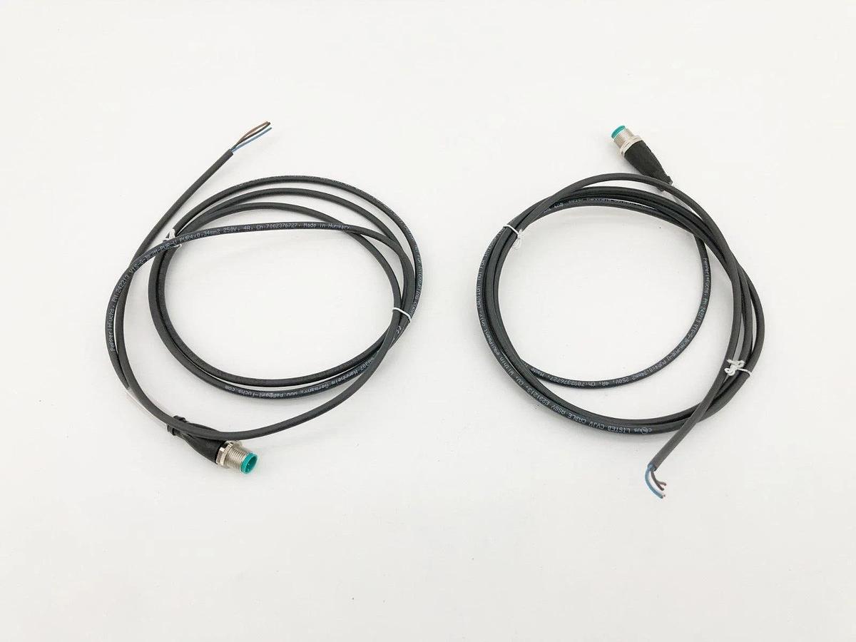Lot of 2 New Pepperl + Fuchs V1S-G-BK2M-PUR-U Cordsets M12 Female Straight 4-Pin