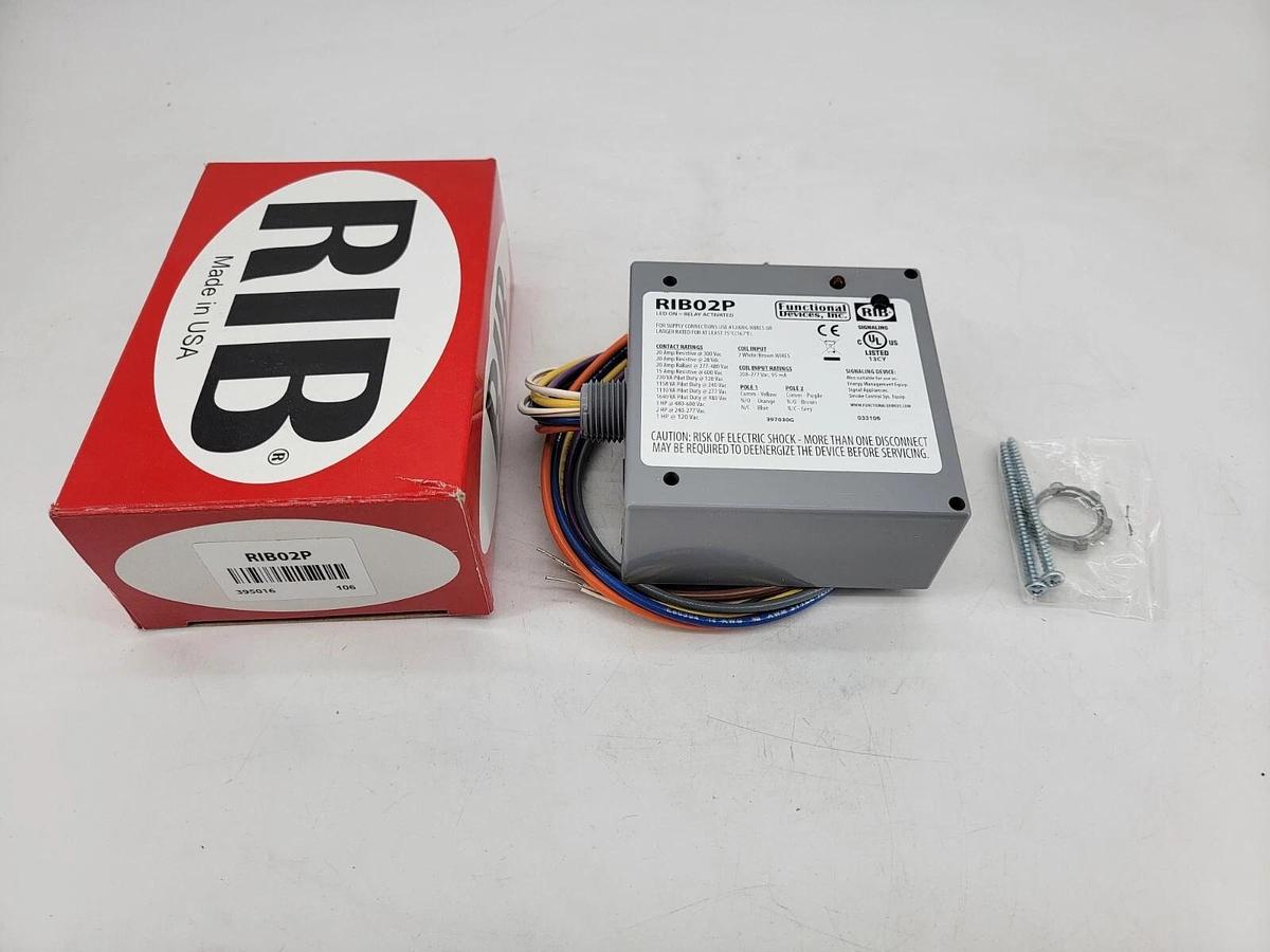 Used Functional Devices RIB02P Power Relay DPDT 208-277VAC 20A - New Surplus