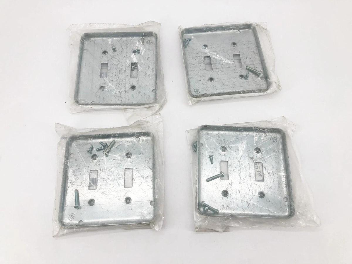 Lot of 4 New Steel City RSL-5 Square Surface Covers 2 Toggle 4-11/16"