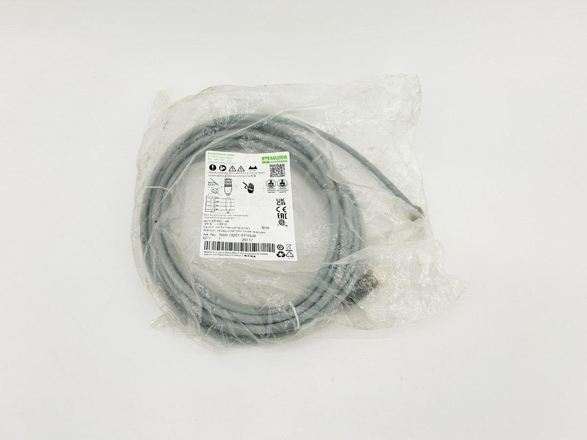New Murr 7000-13201-3310500 M12 Female Cable, 60VAC/DC, 60A
