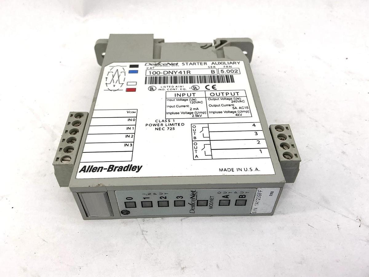 Used Allen Bradley 100-DNY41R Ser B Starter Auxiliary IN-120V OUT-240V