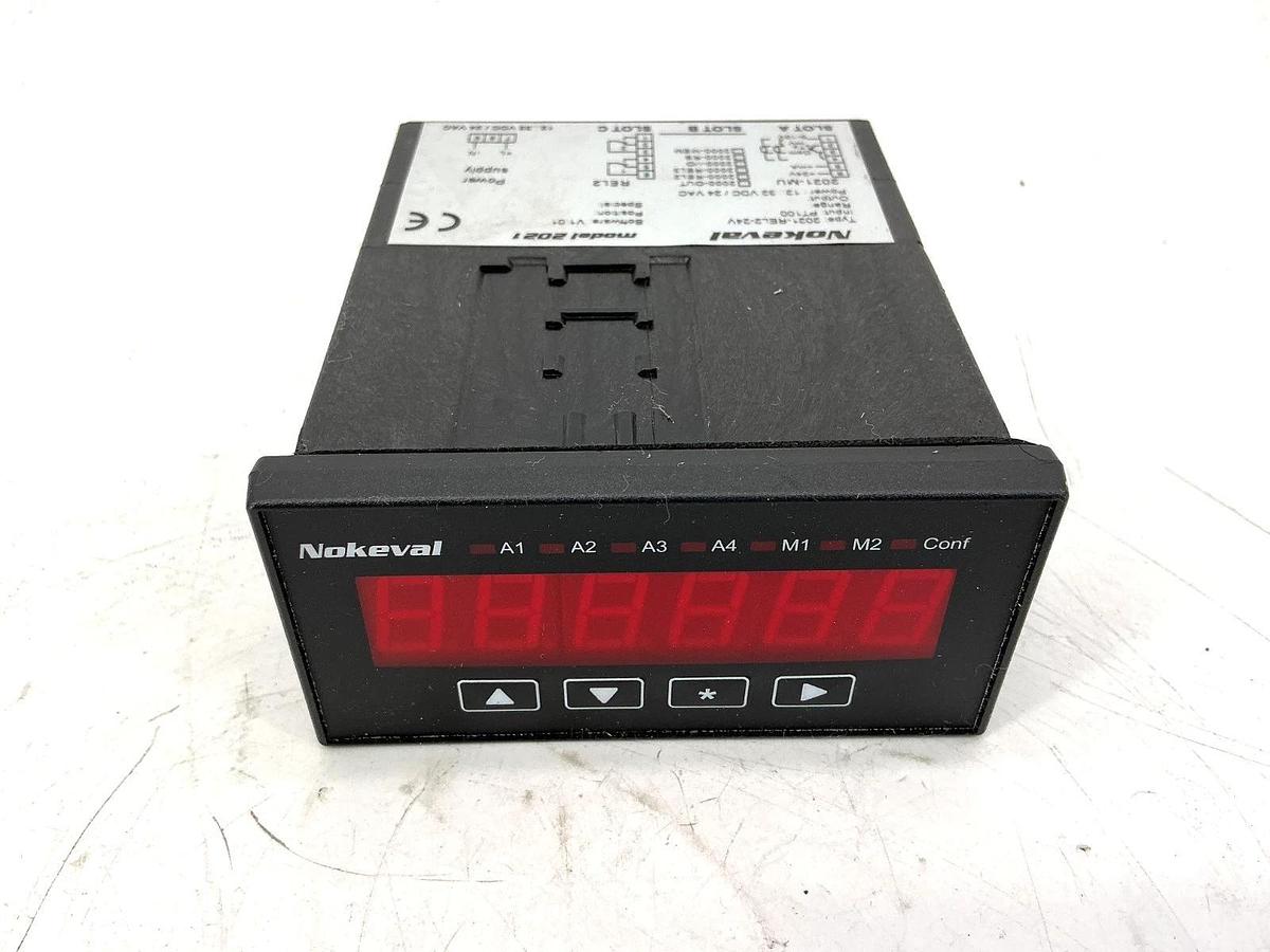 Used Nokeval 2021-REL2-24V Panelmeter Temp Sensor Model 2021 12/32VDC 24VAC