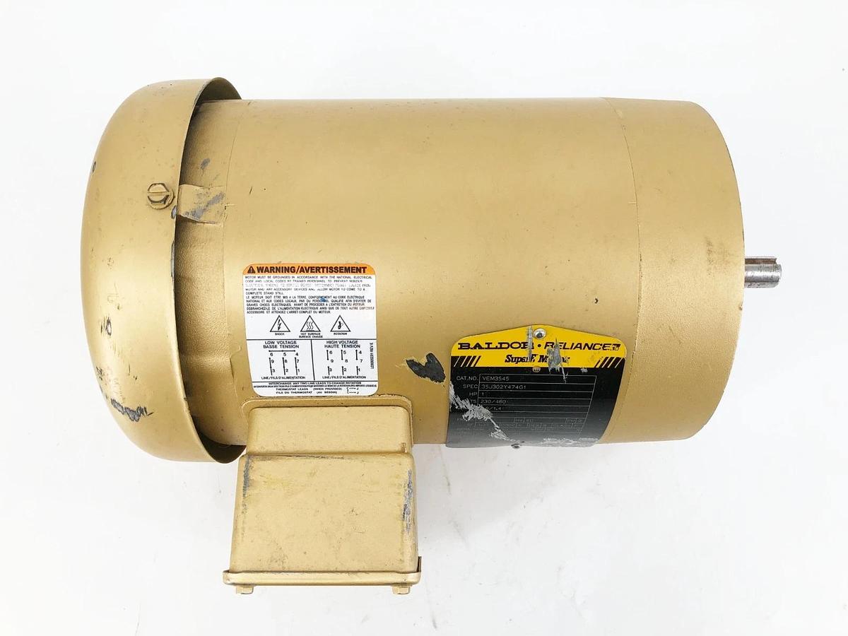 Used Baldor VEM3545 Electric Motor 1HP 230/460V 2.8/1.4A 3PH 35J302Y474G1
