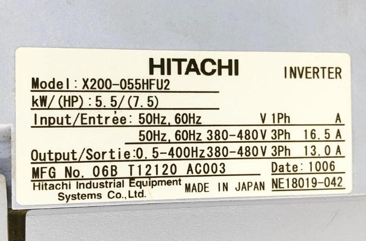 New Hitachi X200-055HFU2 3-Phase Inverter 5.5KW 7.5HP 380-480V 06B T12120 AC003