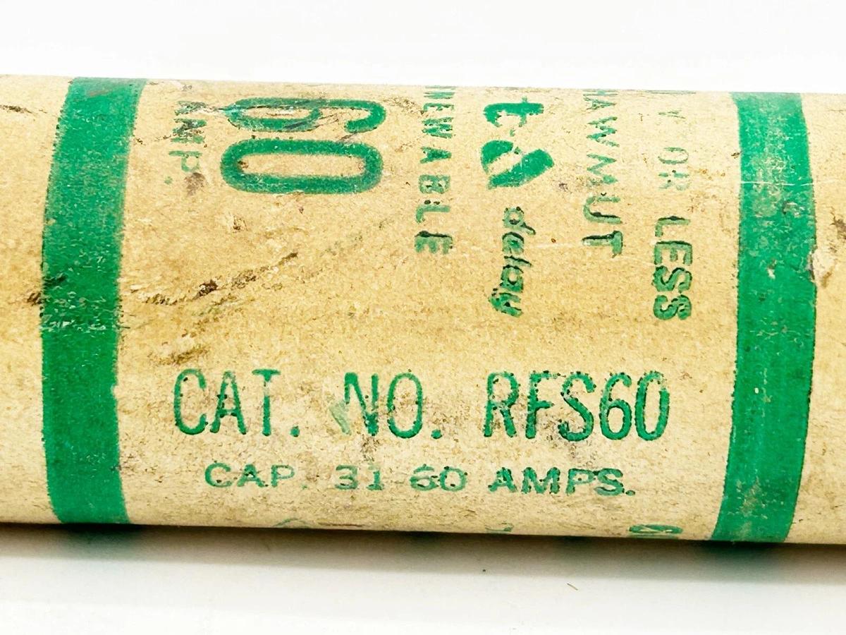 Used Ferraz Shawmut RFS60 Fast Acting Renewable Fuse 60A 600V
