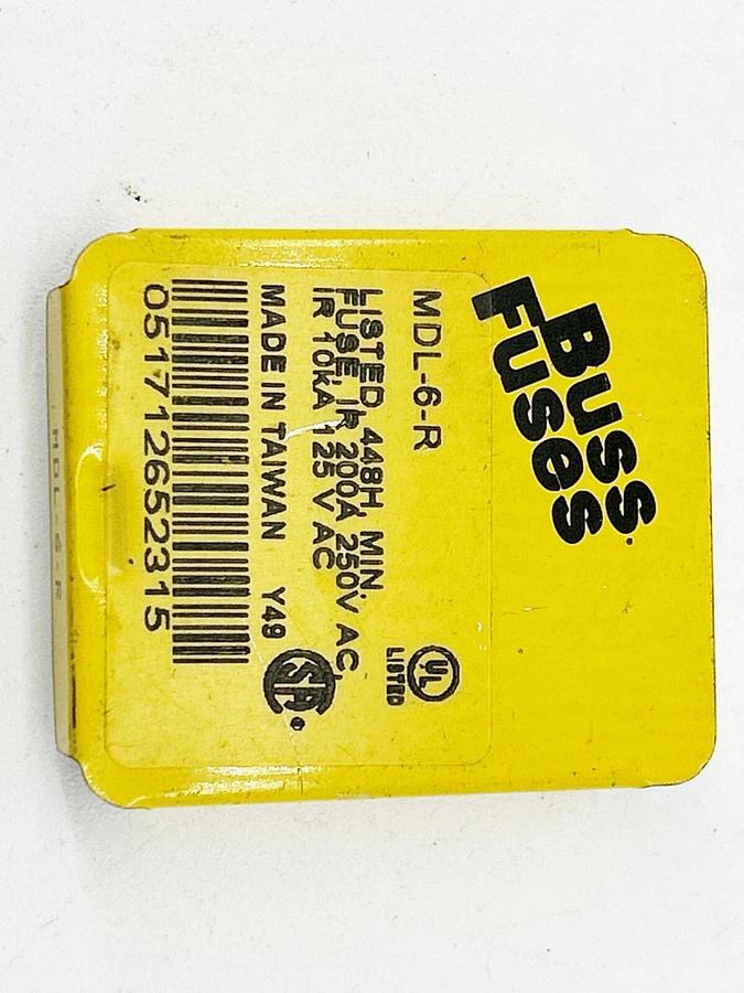 New Lot of 9 Bussmann MDL-6-R Glass Time Delay Fuse 6A 250V
