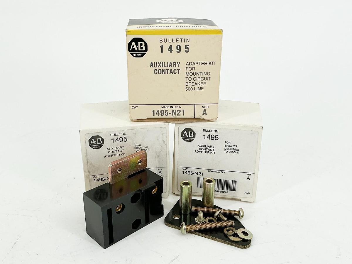 New Lot of 3 Allen Bradley 1495-N21 Auxiliary Contact Adapt Kit 500 Line Ser.A