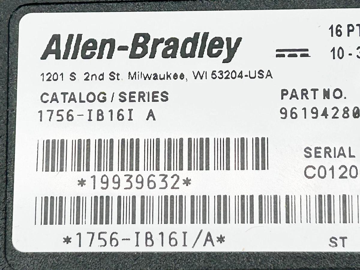 Used Allen Bradley 1756-IB16I ControlLogix 16PT ISOL DC INPUT 10-30VDC 10mA