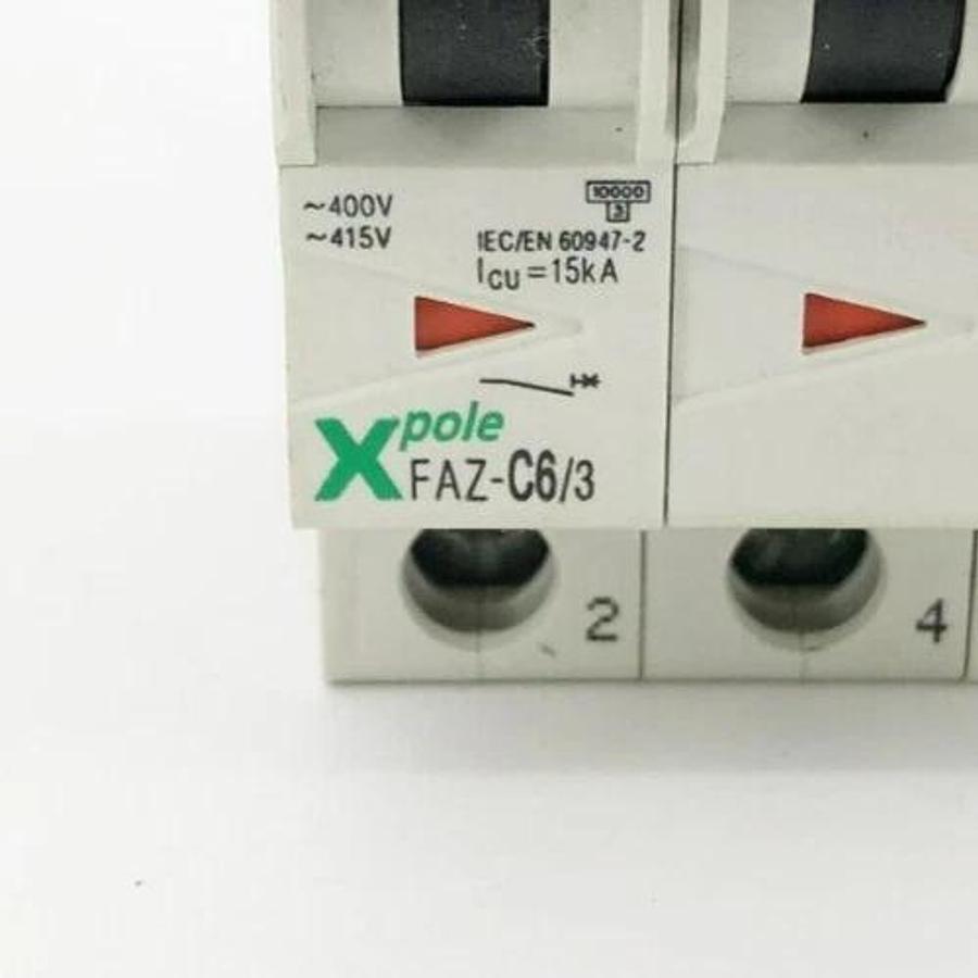 New Moeller FAZ-C6/3 Circuit Breaker 6A 3 Pole480Y/277VAC