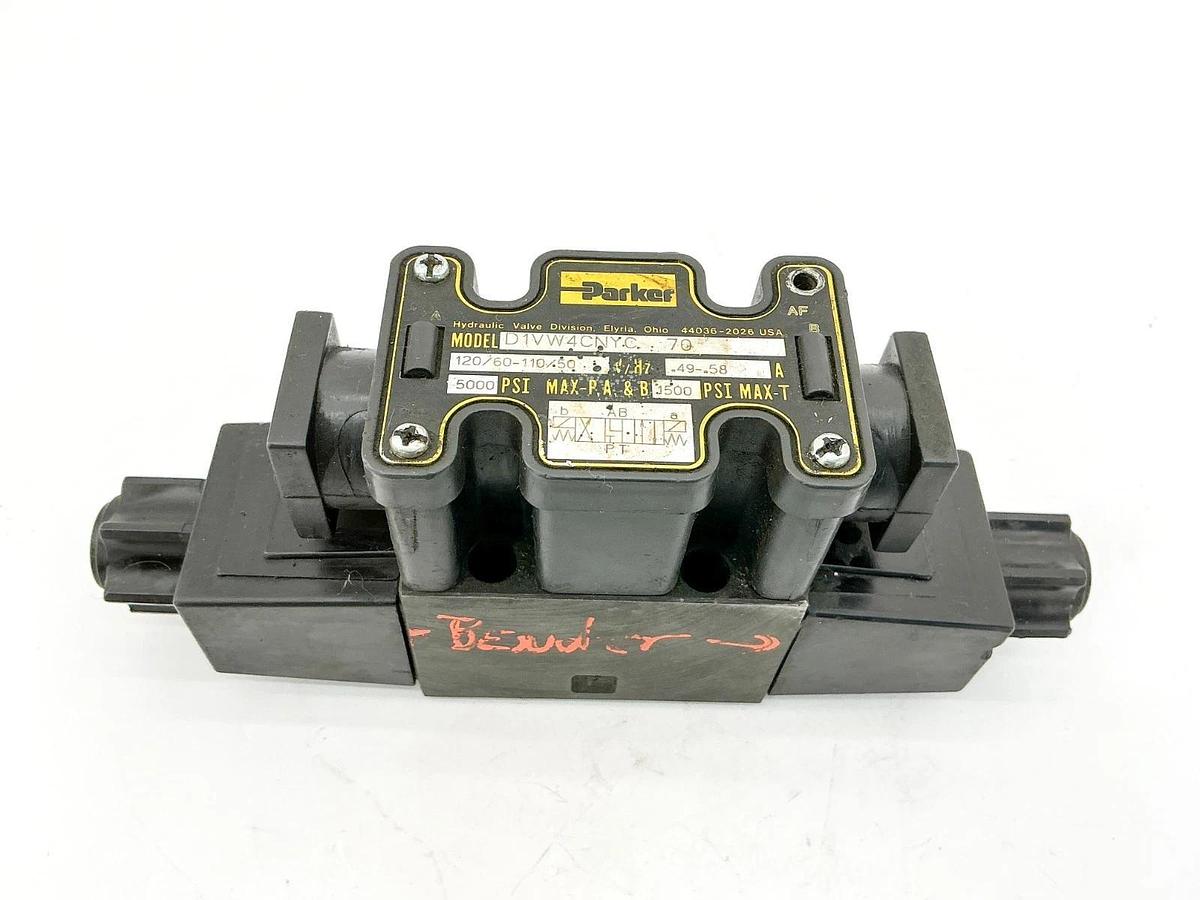Used Parker D1VW4CNYC-70 Solenoid Valve 5000PSI ,58A 110/120V