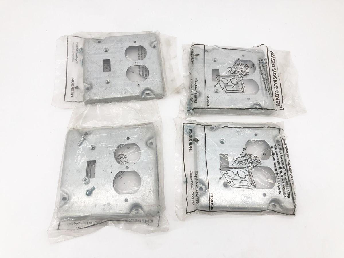 Lot of 4 New Emerson 503536 Raised Square Surface Covers 4"