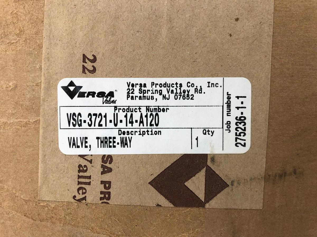 Used Versa VSG-3721-U-14-A120 3-Way Valve 120V 60HZ 1" Brass New Surplus