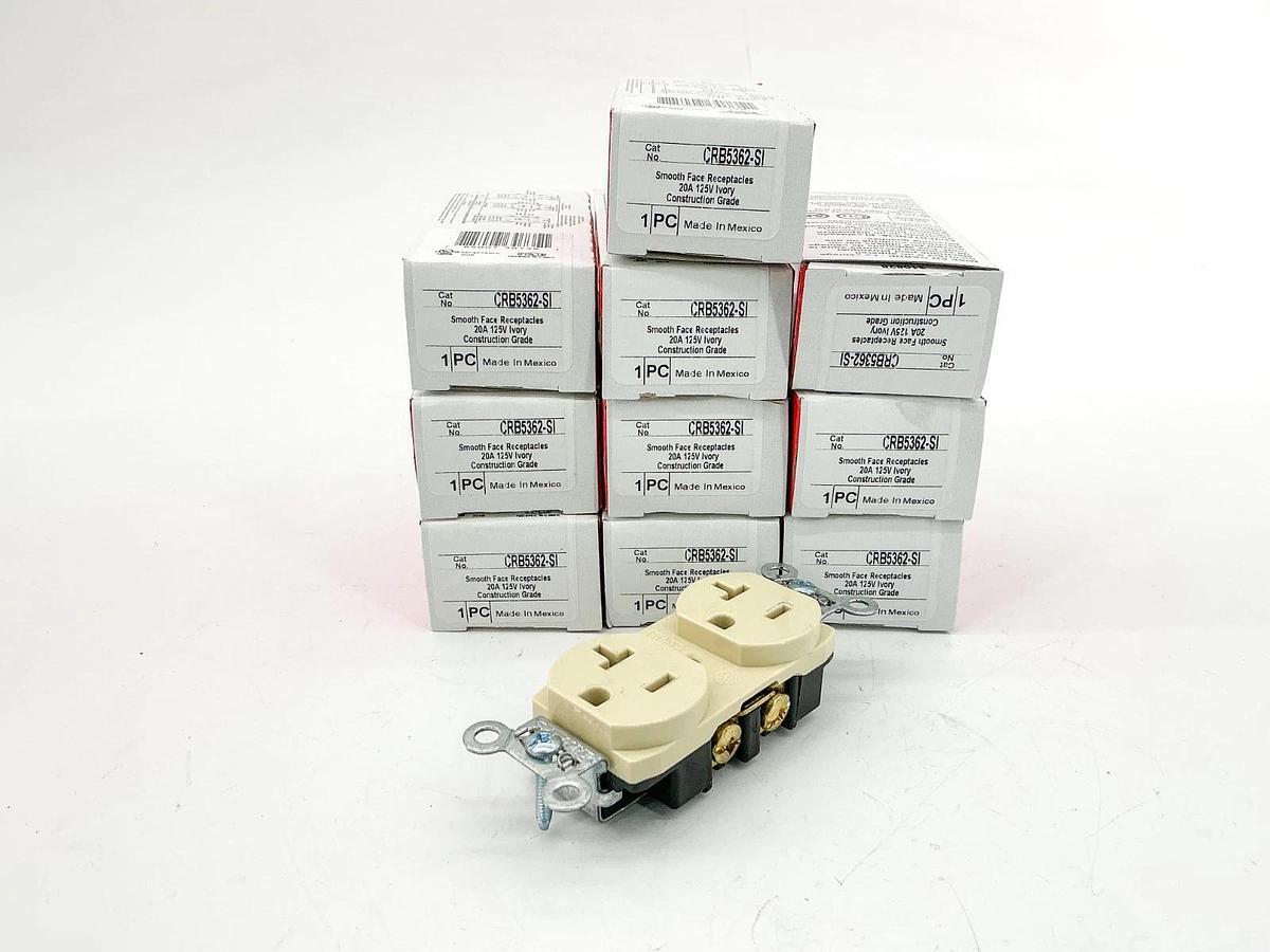 New Box of 10 Legrand CRB5362-SI Smooth Face Receptacles 20A 125V