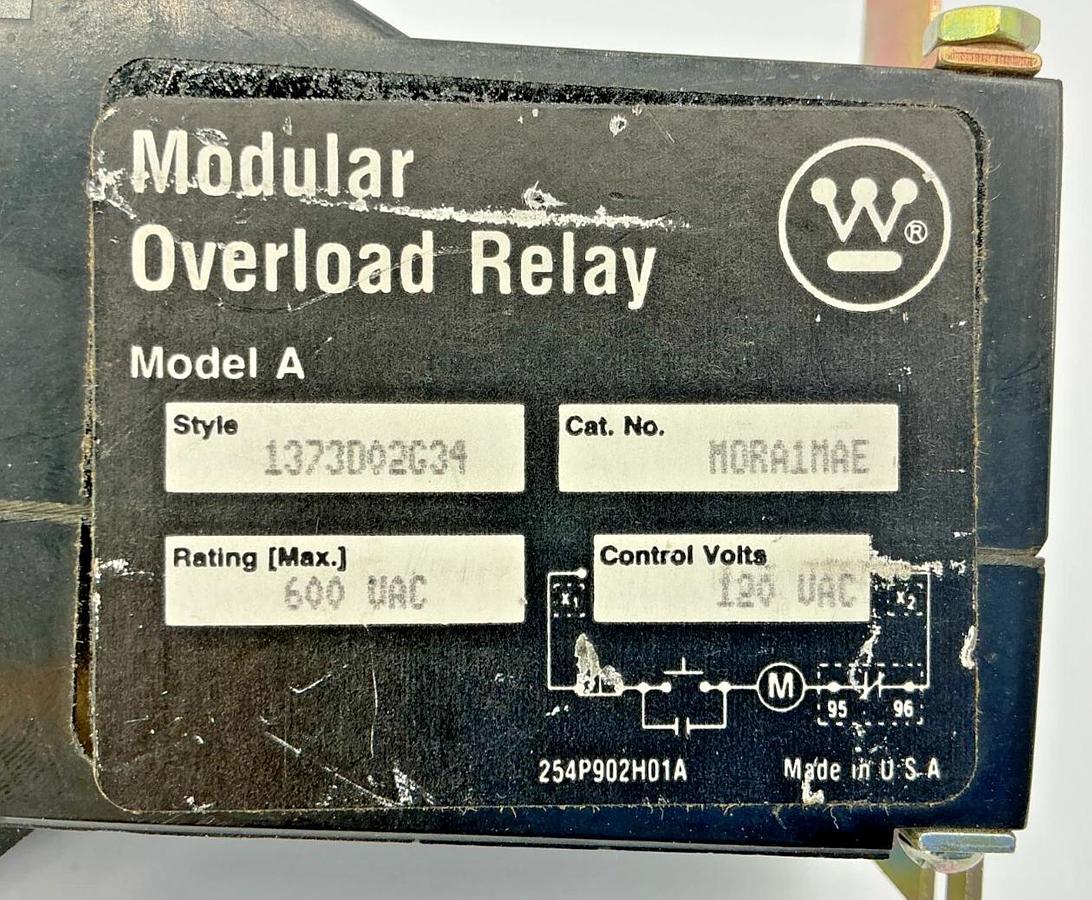 New Westinghouse MORA1MAE Modular Overload Relay 25A 600VAC 1373D02G34 - No Box