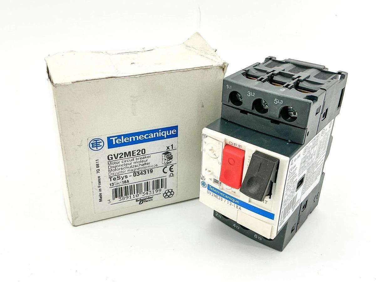 New Telemecanique GV2ME20 Motor Circuit Breaker 600V 15HP 3PH
