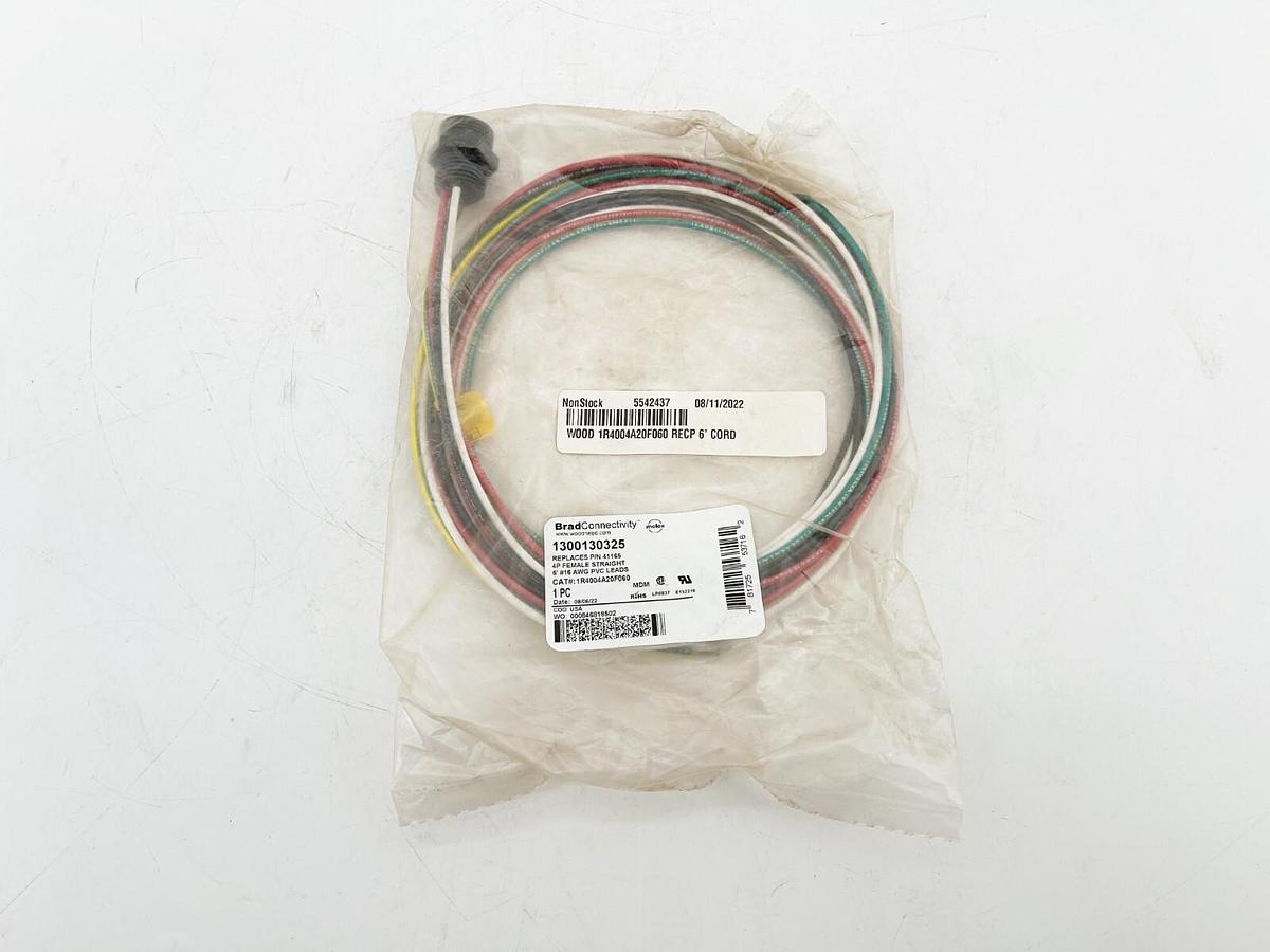 New Brad Connectivity 1300130325 Female Straight Cordset 4 Pin 500V 10A 6' 1R400