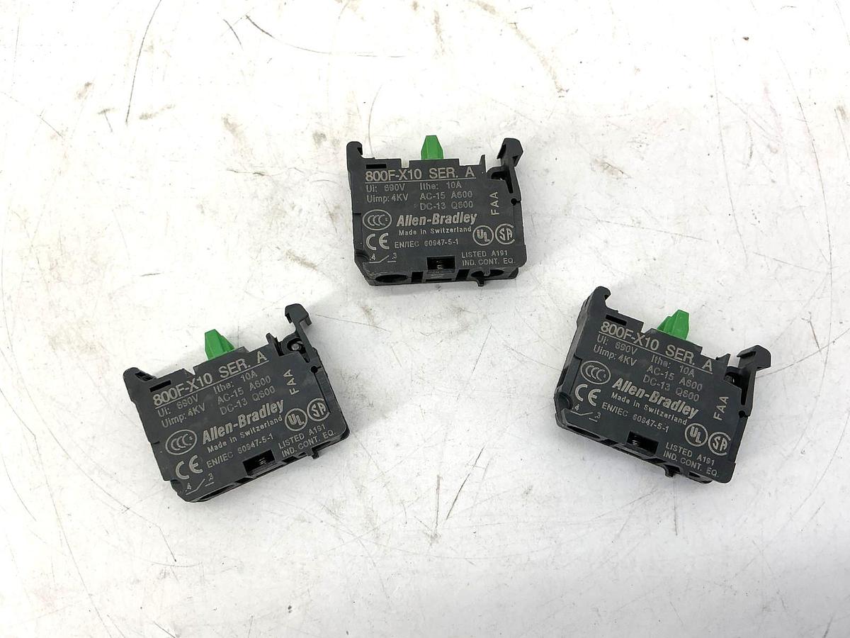 Lot of 3 New Allen Bradley 800F-X10 Ser A Contact Block / Cartridge 1NO 10A 690V