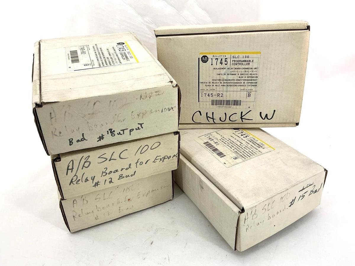 Used Lot of 5 Allen Bradley 1745-R1/R2 Ser B SLC 100 Program Control -Has Bad Outputs