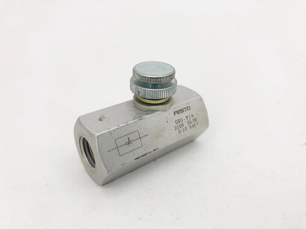 Used Festo GRO-1/4 Flow Control Valve 2109 0-10 bar
