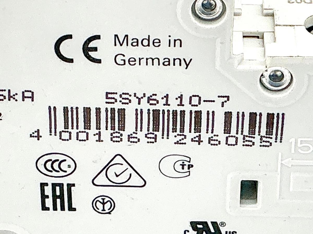 New Lot of 2 Siemens 5SY6110-7 230/400V 1P - No Box