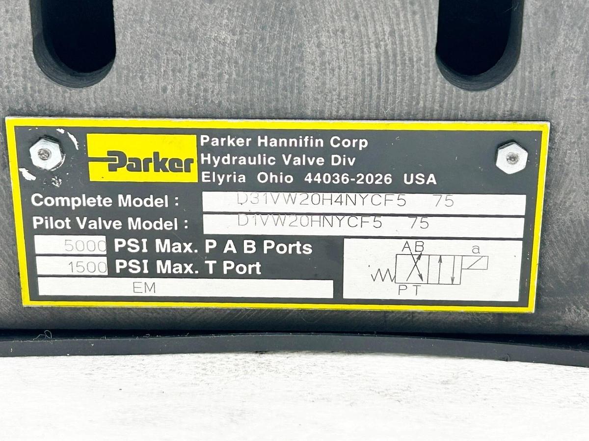 New Parker D31VW20H4NYCF5 75 Hydraulic Valve 5000PSI 120V 50/60Hz - No Box