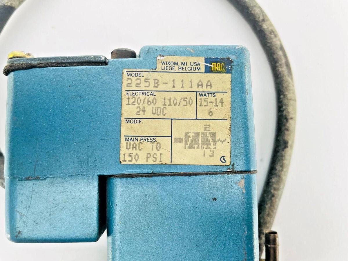 Used Mac Valves 225B-111AA Solenoid Valve 110/120V