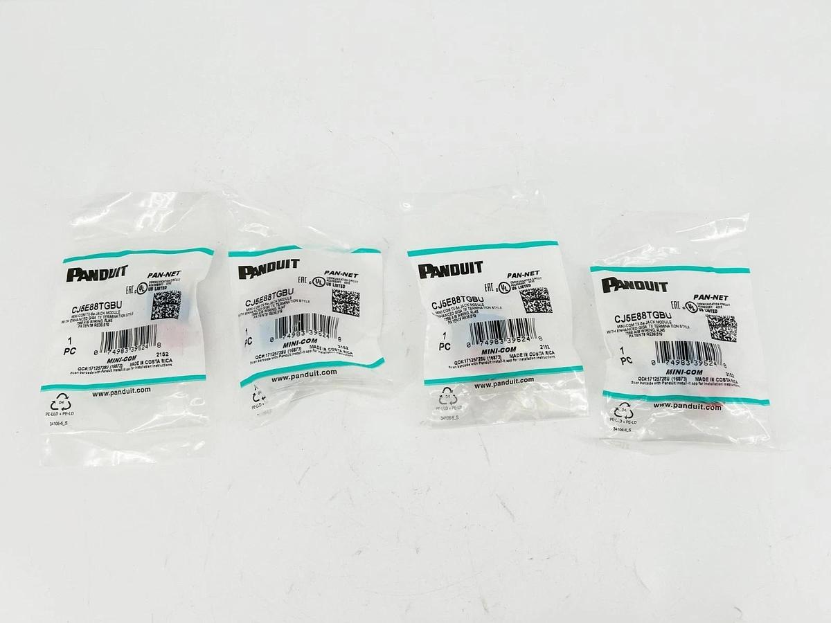 Lot of 4 New Panduit CJ5E88TGBU Mini-Com TX-5e Jack Modules