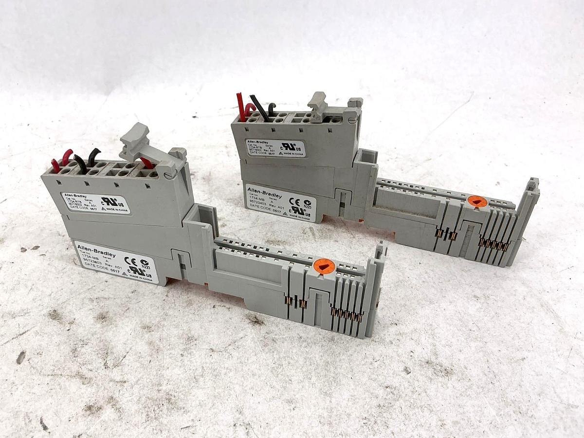 Used Lot of 2 Allen Bradley 1734-MB Ser A Point I/O Mounting Base w/ 1734-RTB Ser A