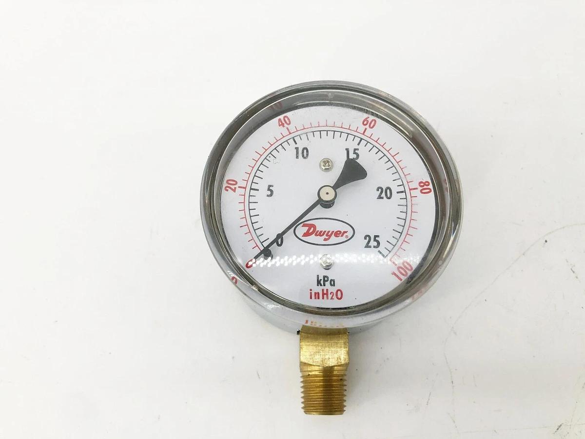 New Dwyer LPG5-D8622N Gauge 2.5" 0-100in w.c. Bottom Conn. 1/4NPT Male