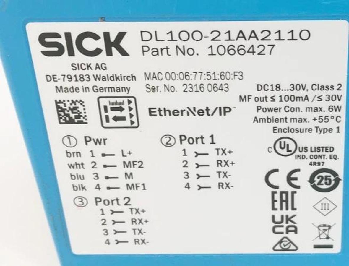 New SICK DL100-21AA2110 Distance Sensor 18-30VDC 100mA 1066427 - No Box