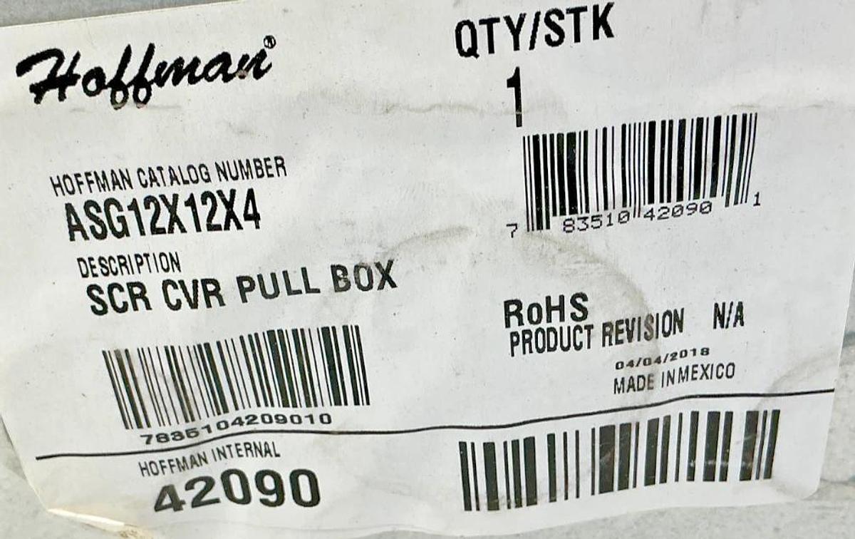 New Hoffman ASG12X12X4 Screw Cover Pull Box Enclosure 12"X12"X4" 42090
