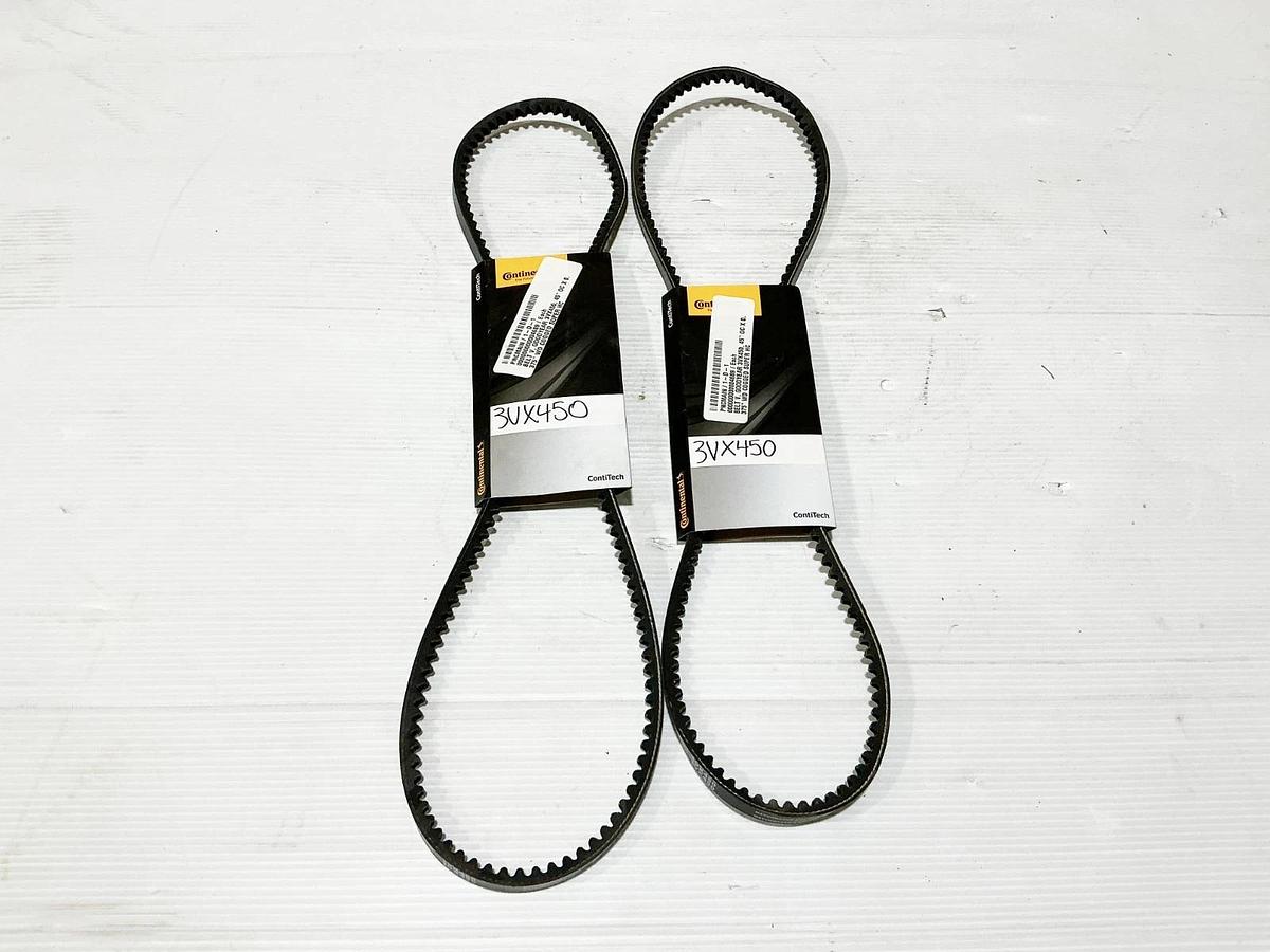 New Lot of 2 Continental 3VX450 Cogged V-Belt 45" OD 0.38" Width 1 Rib - No Box