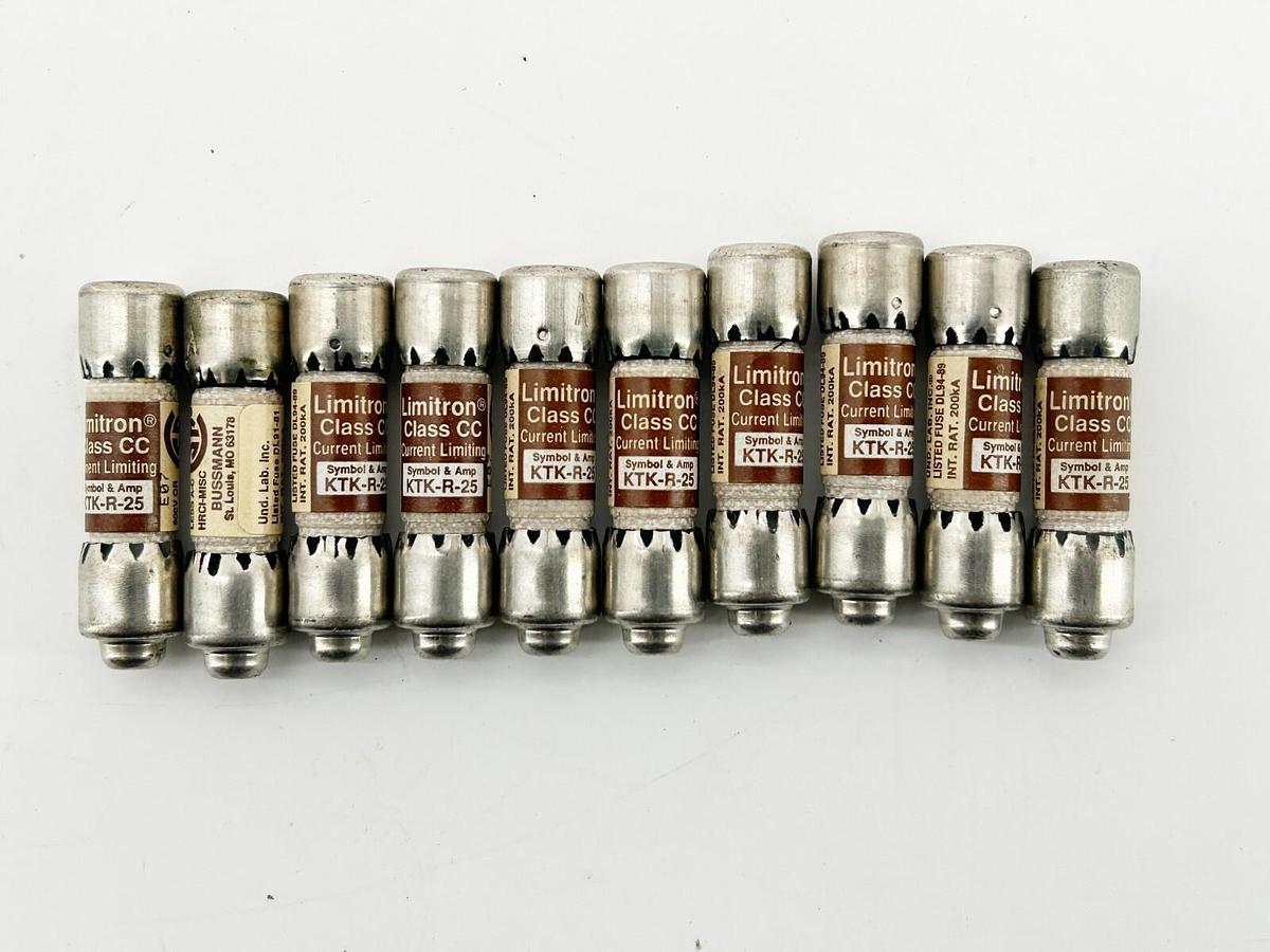 New Lot of 10 Bussmann KTK-R-25 Current Limiting Fuse .5A 600V