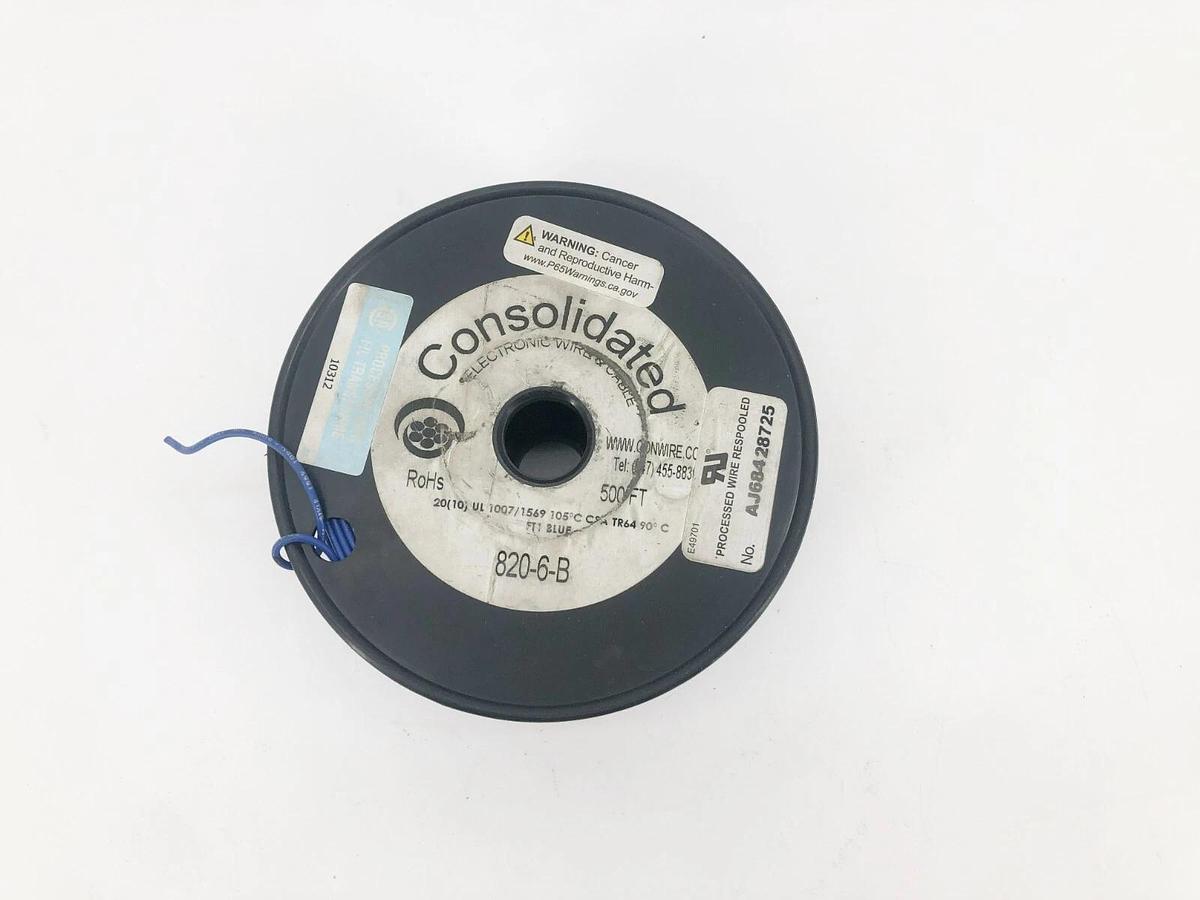 New Consolidated Wire 820-6-B Hook-Up Wire 20AWG Approx. 475FT.