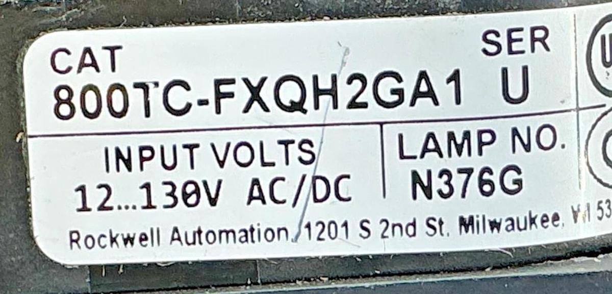 New Allen Bradley 800TC-FXQH2GA1 Ser U Push-Pull Device Green LED 130V - No Box