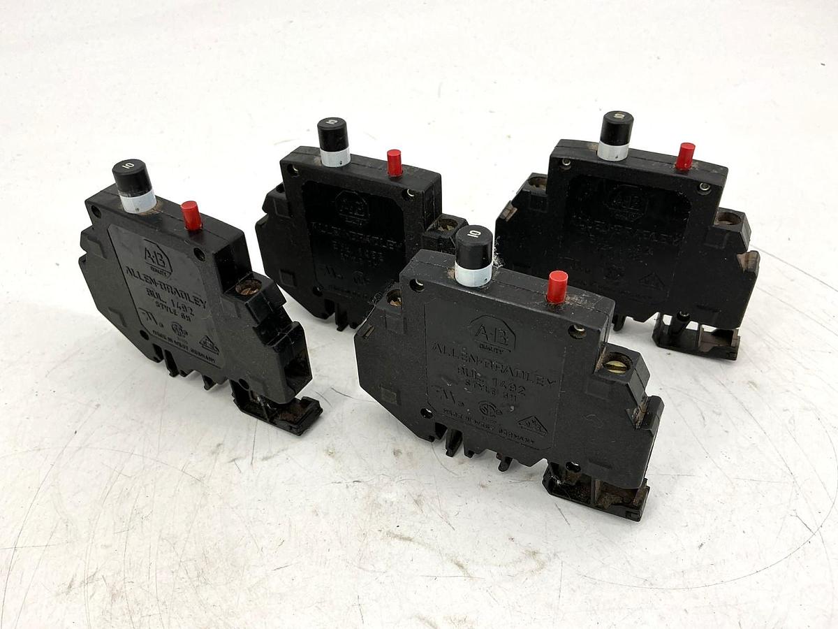 Used Lot of 4 Allen Bradley 1492-GH100 Ser B Mini Circuit Breaker 1P 10A 125V 50/60HZ