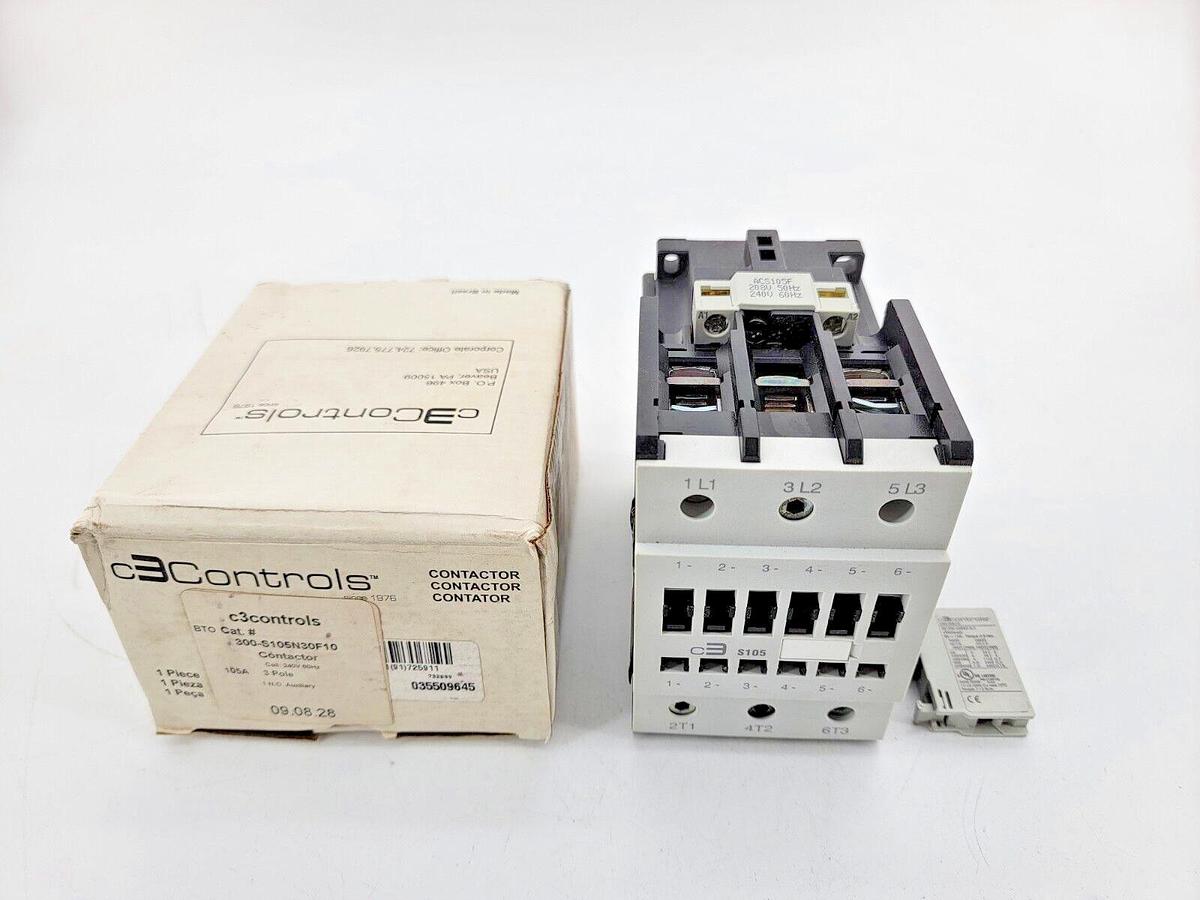 New C3 Controls 300-S105N30F10 Contactor W/ 240V Coil 1NO Auxillary Contact