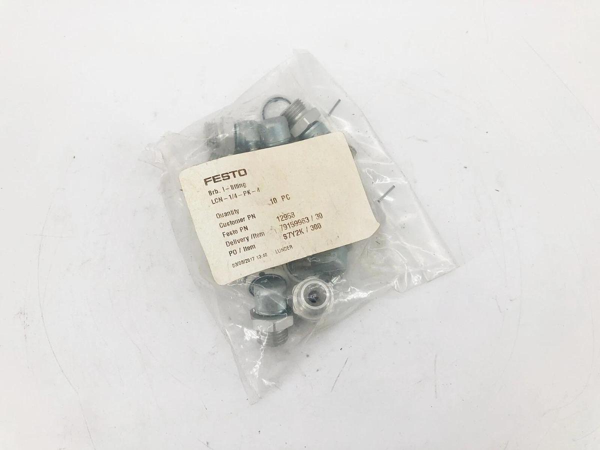 Bag of 10 New Festo LCN-1/4-PK-4 Barbed Elbow Fittings 2.9mm Nominal 12958