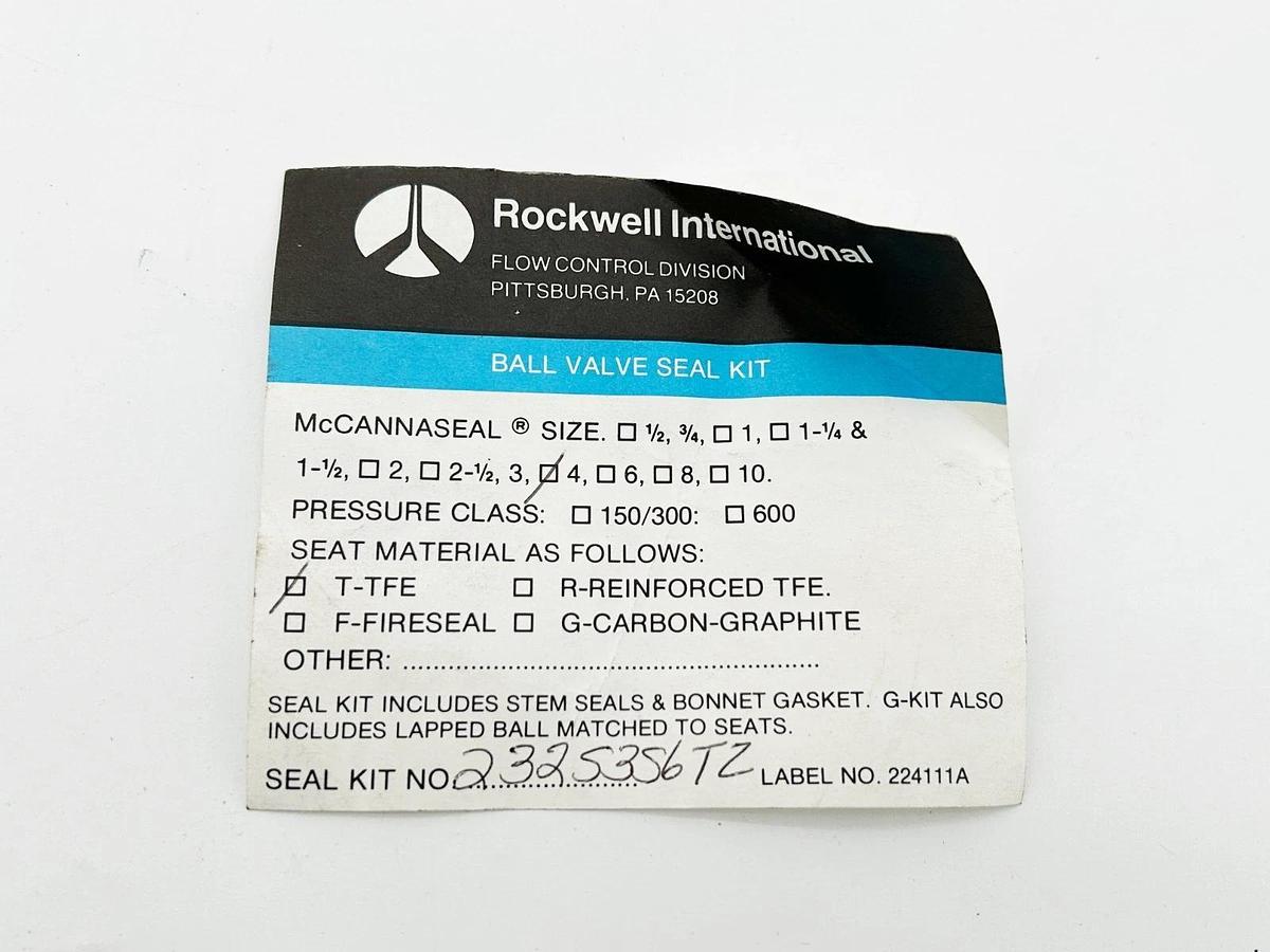 New Rockwell International 232S3S6TZ Ball Valve Seal Kit for 4"