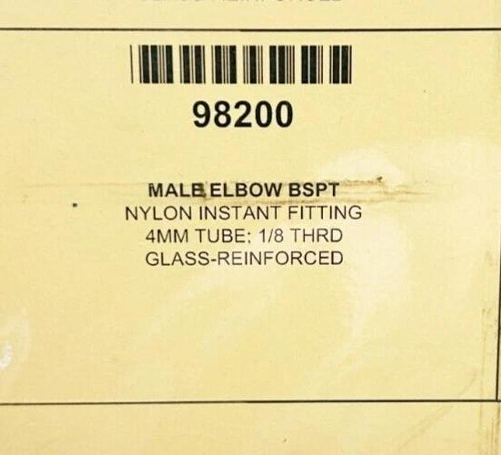Lot of 9 New 98200 Male Elbows BSPT, 4mm Tube, 1/8" Thrd